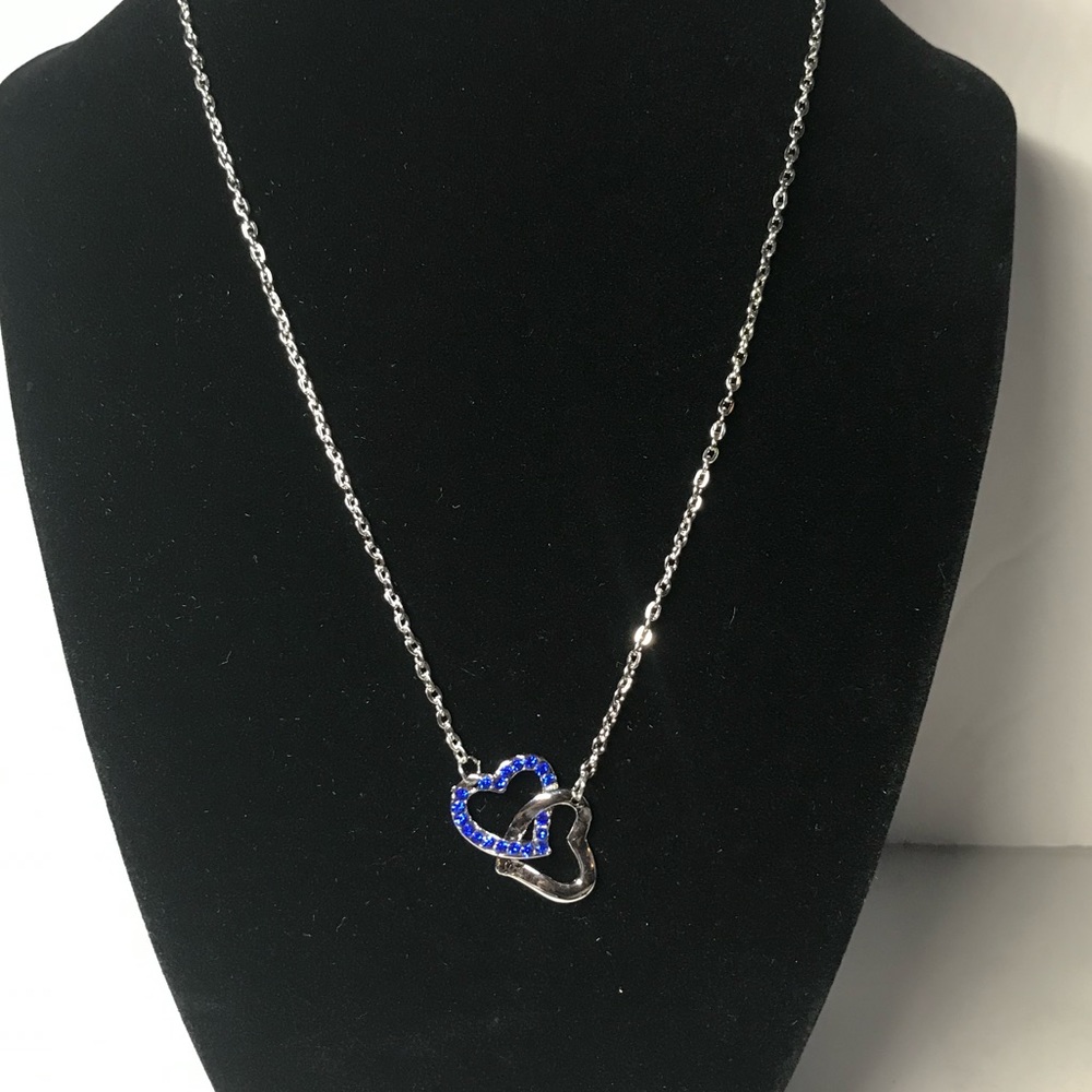 Dark Blue Intertwined Heart Necklace